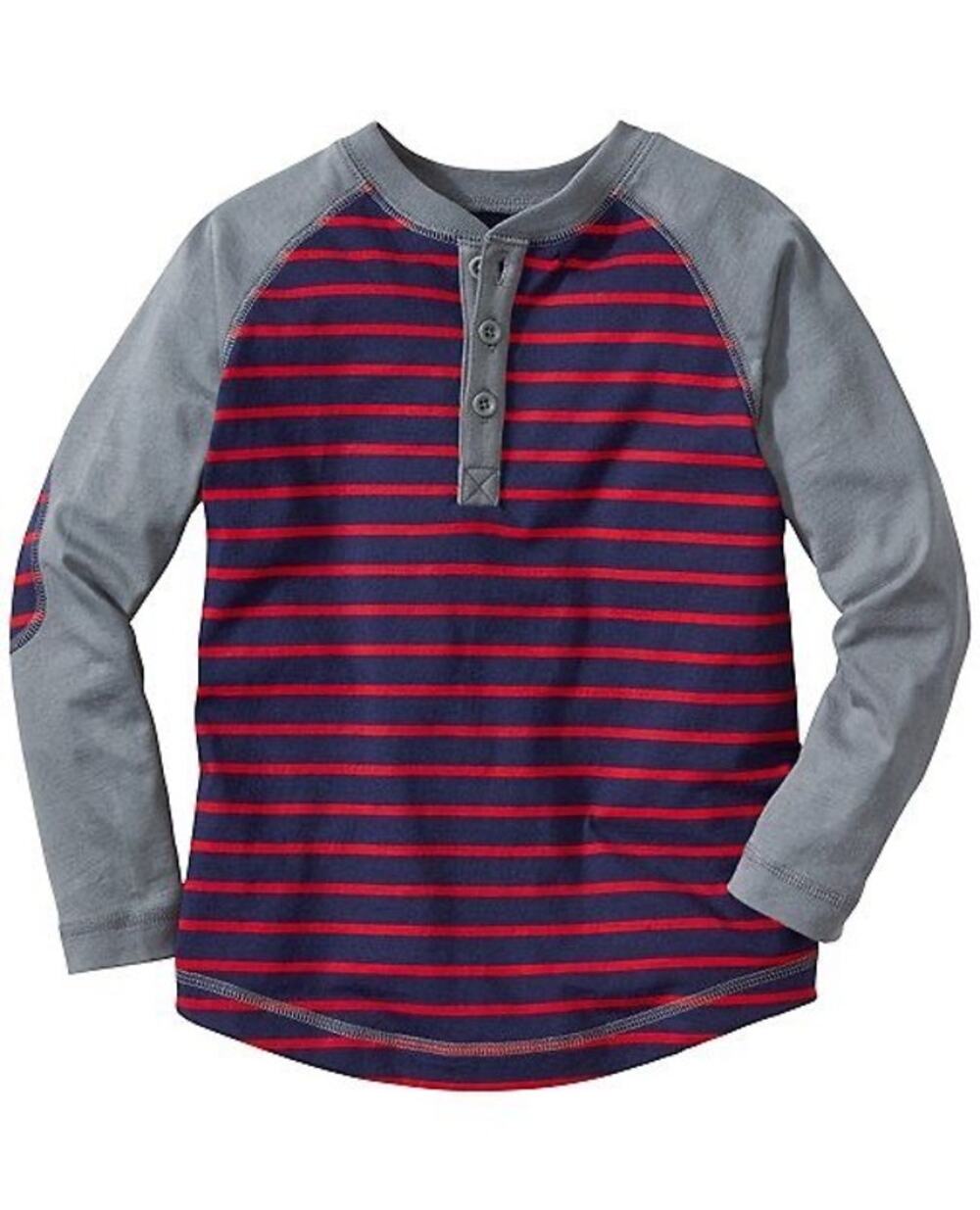 Hanna Andersson Red & Gray Stripe Henley Top, Size 90